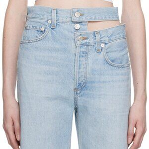 Agolde High Rise Broken Waistband Blue Jeans